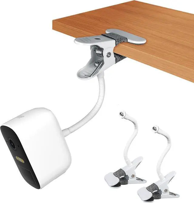 Main image of Adjustable Camera Clamp Mount for eufyCam 2C/Arlo Pro 5S/Pro 4/Pro 3/Essential and More 1/4'' Threaded Cameras (No Drill, White, 2 Pack)