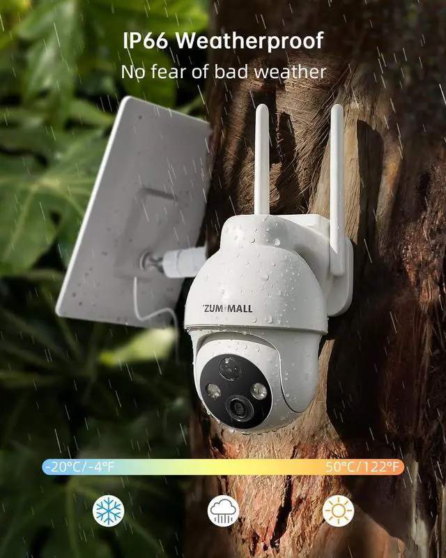 Alt view image 4 of 7 - ZUMIMALL 4G LTE Cellular Security Camera, No WiFi Outdoor Camera Wireless, Solar Powered Off Grid Cameras, 360° Live View, 2K Color Night Vision, PIR Motion Sensor, 2 Way Talk, Built in SIM Card