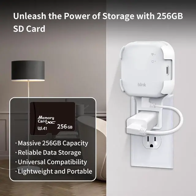 Alt view image 3 of 7 - 256GB MicroSD Card & Wall Mount for Blink Sync Module XR with Short Cable  Declutter, Save Space, and Effortlessly Enhance Security(1 Pack)