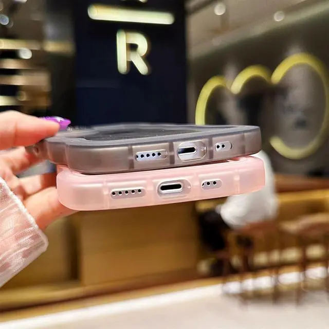 Alt view image 5 of 7 - Compatible with iPhone XR Case 6.1", Cute Kawaii Curly Wave Frame Shape Soft Silicone Shockproof Protective Phone Cover for Women Girls, Clear/Pink