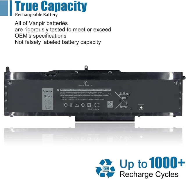 Alt view image 5 of 6 - VG93N Laptop Battery Compatible with Dell Latitude 15 5580 5590 5591 E5580 E5590 E5591 Precision 15 3520 3530 M3520 M3530 Series Notebook WFWKK 0WFWKK 11.4V 92Wh 7666mAh 6-Cell