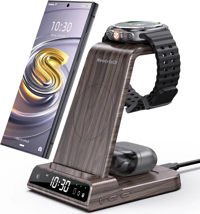 Main image of Wireless Charger for Samsung, Android Charger for Samsung Galaxy S25 Ultra | Charging Station for Samsung Phones, Galaxy Watch, Galaxy Buds. (Not for Apple Watch; Nightstand Charger, Adapter Included)