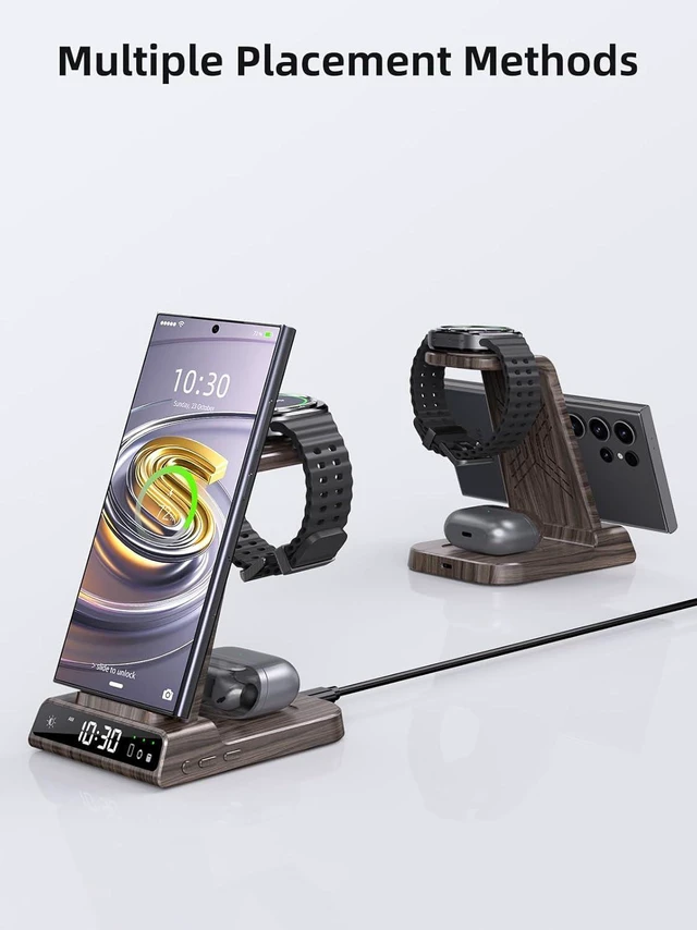 Alt view image 5 of 7 - Wireless Charger for Samsung, Android Charger for Samsung Galaxy S25 Ultra | Charging Station for Samsung Phones, Galaxy Watch, Galaxy Buds. (Not for Apple Watch; Nightstand Charger, Adapter Included)