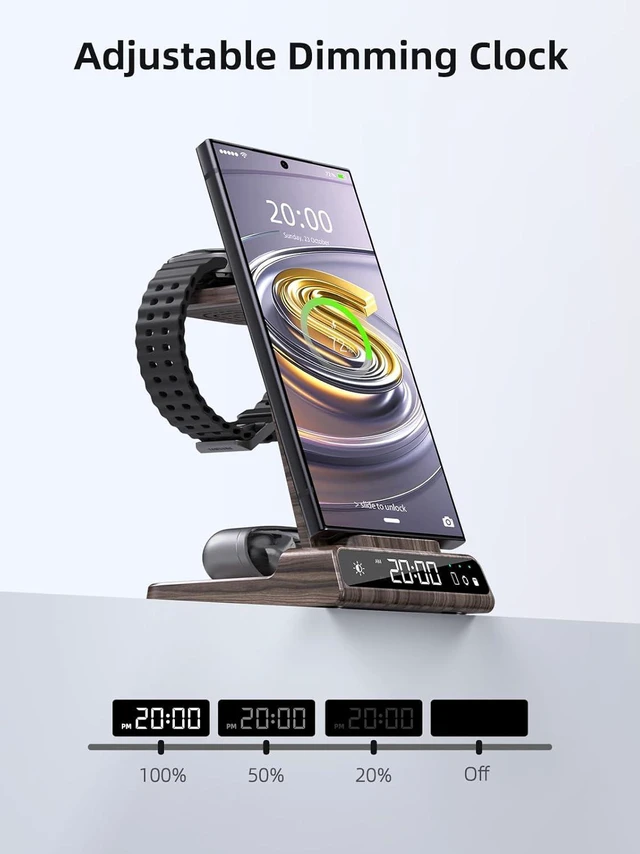 Alt view image 4 of 7 - Wireless Charger for Samsung, Android Charger for Samsung Galaxy S25 Ultra | Charging Station for Samsung Phones, Galaxy Watch, Galaxy Buds. (Not for Apple Watch; Nightstand Charger, Adapter Included)