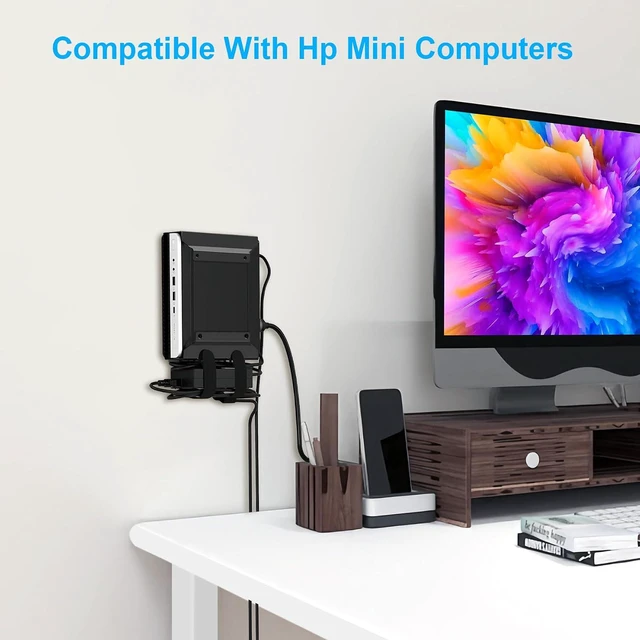 Alt view image 4 of 7 - 2 Pack Mini PC VESA Mount Compatible with HP Desktop Mini, Wall VESA and Under Desk Mount for HPPro Mini 260 400,for HPProDesk 400 405 600,for HPEliteDesk 705 800 805