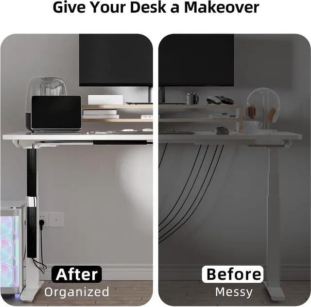 Alt view image 6 of 7 - Yecaye 157in Cable Management Under Desk, 10X 15.7in Desk Cord Cable Organizer, J Channel Cable Raceway, Computer Wire Management, No Screw No Drill Desk Cable Tray for Office Home, Black, 10 Pack
