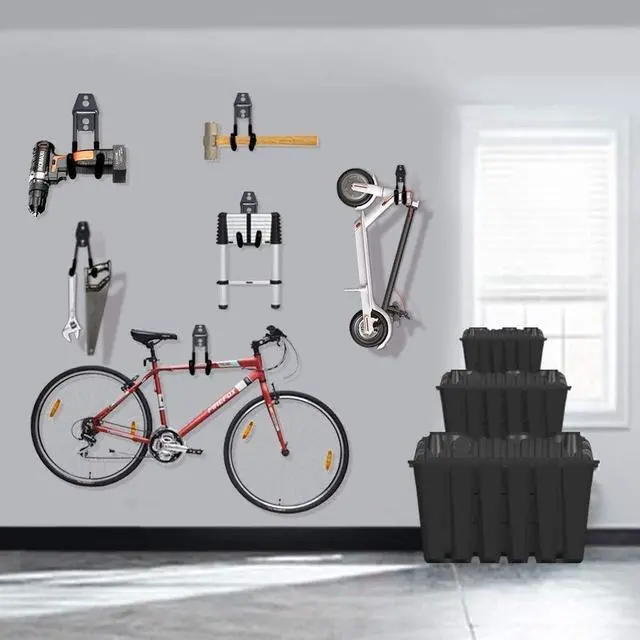 Alt view image 5 of 7 - SMARTOLOGY Garage Hooks, 12 Pack Wall Storage Hook Includes 2 Extension Cord Holder, Utility Organization, Heavy Duty Wall Mount Hangers for Hanging Bike, Ladder, Garden Tools