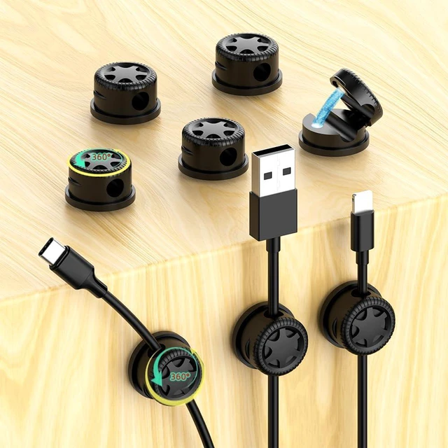Alt view image 2 of 7 - 11PCS Cable Management Cord Holder Organizer Magnetic Cable Clips Adhesive Wire Keeper Under Desk for Bedside Nightstand Table Desktop USB Wall Car Office Workspace Accessories (Black)