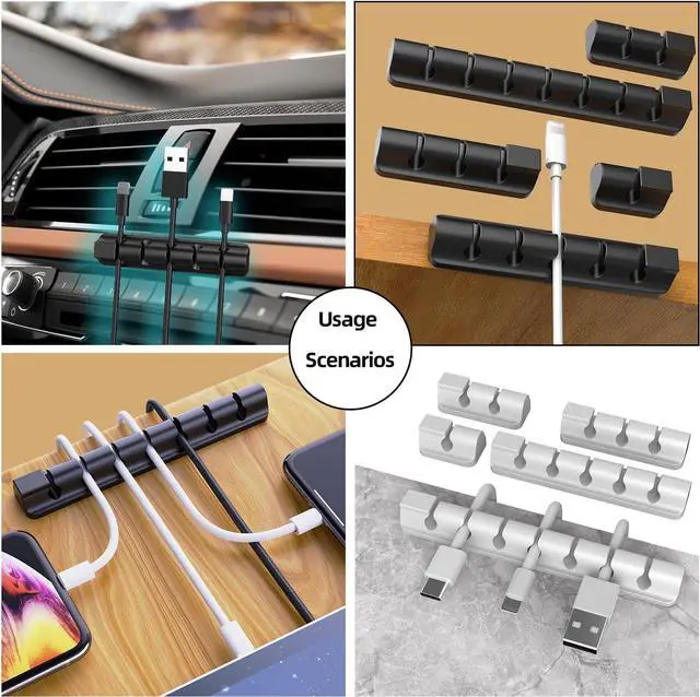 Alt view image 4 of 7 - 11PCS Cable Management Cord Holder Organizer, Magnetic Cable Clips Adhesive Wire Keeper, Under Desk for Bedside Nightstand Table Desktop USB Wall Car Office Workspace Accessories (Black)