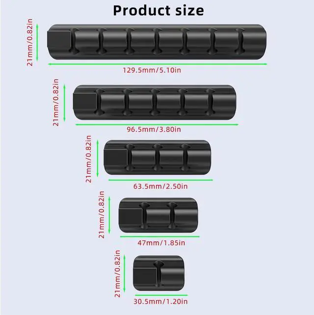 Alt view image 7 of 7 - 11PCS Cable Management Cord Holder Organizer, Magnetic Cable Clips Adhesive Wire Keeper, Under Desk for Bedside Nightstand Table Desktop USB Wall Car Office Workspace Accessories (Black)