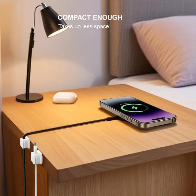 Alt view image 5 of 7 - 48 Pack Magnetic Cable Clip Organizer Cord Holder, Adhesive Cable Management, Wire Phone USB Charger Cable Holder, Keeper Organizer for Office Home Desktop Table - White