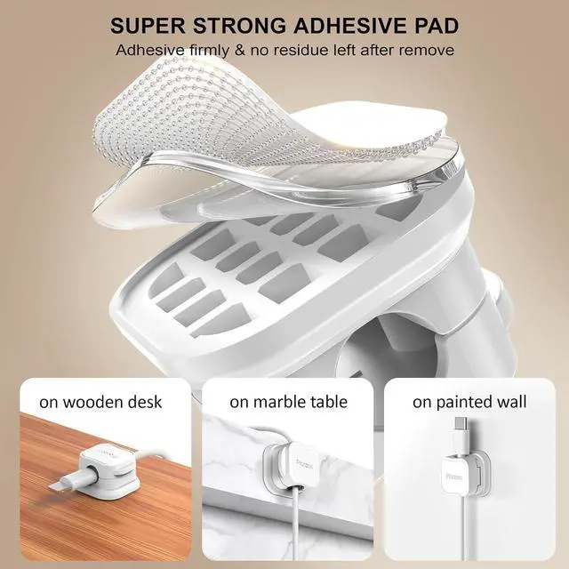 Alt view image 6 of 7 - 48 Pack Magnetic Cable Clip Organizer Cord Holder, Adhesive Cable Management, Wire Phone USB Charger Cable Holder, Keeper Organizer for Office Home Desktop Table - White