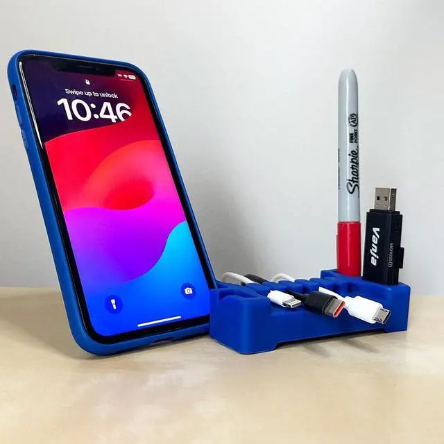 Alt view image 4 of 6 - DeskBrick 2PK Silicone + Steel-Weighted Cord Holders for Desks. Weighted Cord Organizers & Cable Management for Desktops. Useful Phone Accessories & Cable Holders for Offices. No Adhesive. Black