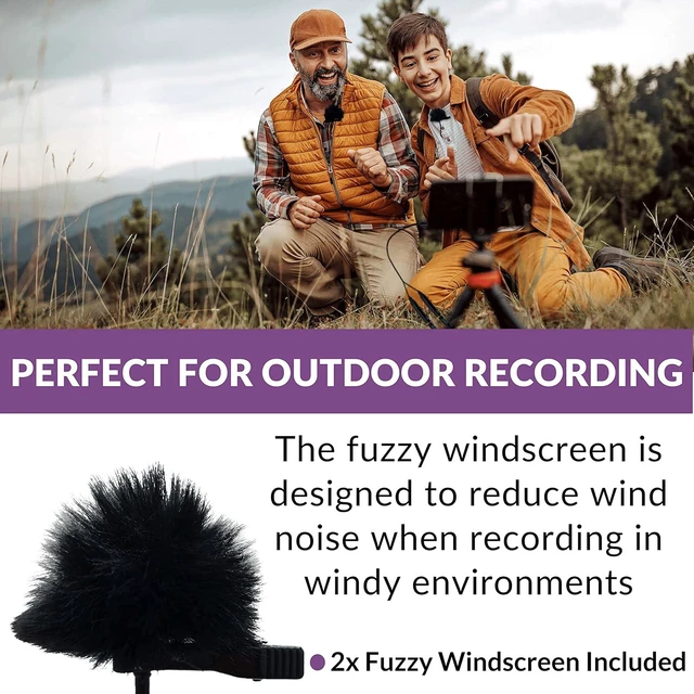 Alt view image 4 of 7 - Purple Panda Lavalier Microphone Wired Set (2 Pack) Compatible with GoPro, Android Smartphone, iPhone, DSLR Camera - Ideal for Motovlogging, Content Creators, Travel, Interview, Sports & Filming