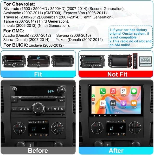 Alt view image 3 of 7 - AWESAFE 8" Touch Screen Car Stereo for Chevy Silverado GMC Sierra Yukon