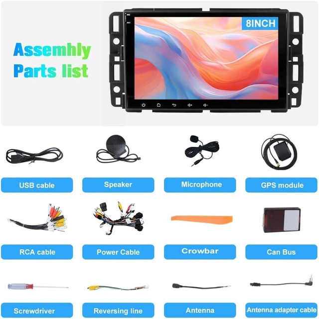Alt view image 7 of 7 - AWESAFE 8" Touch Screen Car Stereo for Chevy Silverado GMC Sierra Yukon