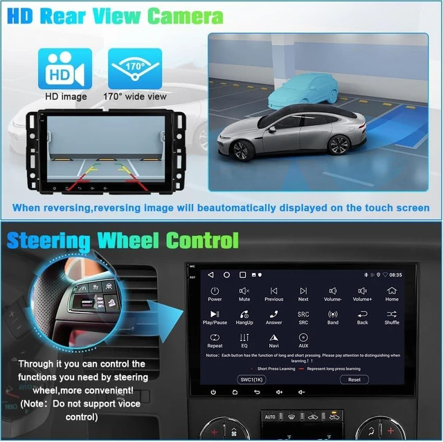 Alt view image 6 of 7 - AWESAFE 8" Touch Screen Car Stereo for Chevy Silverado GMC Sierra Yukon