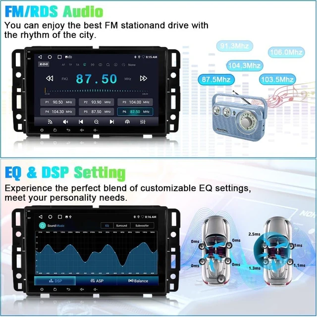 Alt view image 5 of 7 - AWESAFE 8" Touch Screen Car Stereo for Chevy Silverado GMC Sierra Yukon