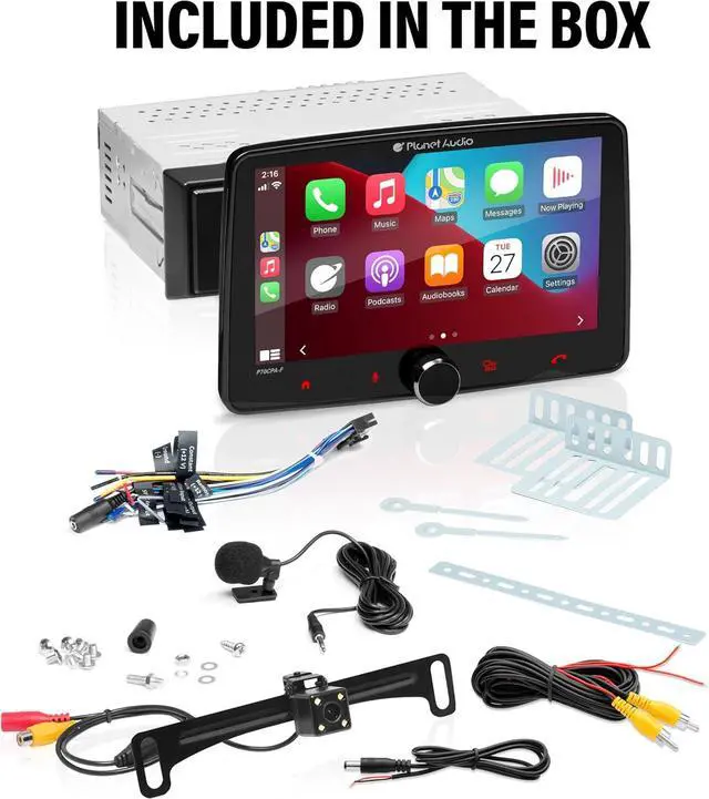 Alt view image 6 of 6 - Planet Audio P70CPA-CF Car Stereo - Apple CarPlay, Android Auto, Single Din, 7 Inch Touchscreen, Bluetooth, No CD DVD Player, AM/FM Radio Receiver, Backup Camera