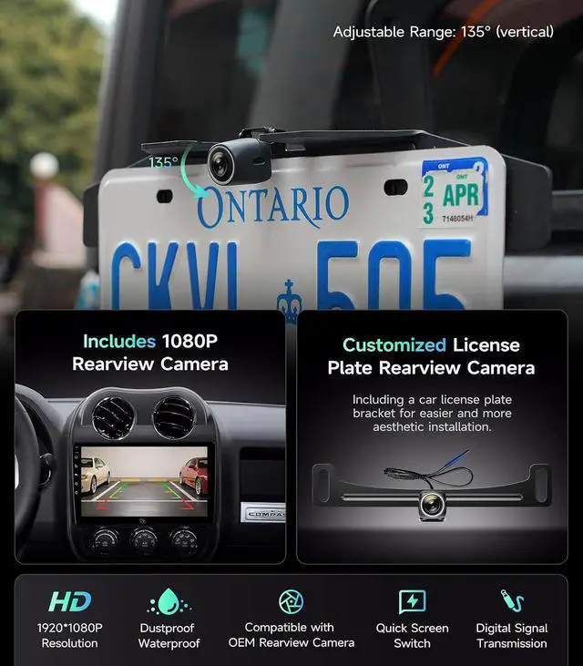 Alt view image 4 of 7 - 10.2" Android Car Stereo Radio for Jeep Compass Patriot 2010-2016 | Wireless CarPlay Android Auto | 5G WiFi GPS Navigation | AHD Backup Camera | Plug & Play