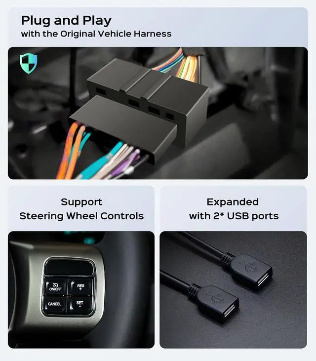 Alt view image 7 of 7 - 10.2" Android Car Stereo Radio for Jeep Compass Patriot 2010-2016 | Wireless CarPlay Android Auto | 5G WiFi GPS Navigation | AHD Backup Camera | Plug & Play
