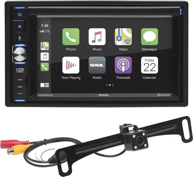 Main image of Sound Storm Laboratories DDCP62-R Apple CarPlay Car Multimedia Player - Double-Din, 6.2 Inch Capacitive Touchscreen, Bluetooth, USB, SD, Aux AV in, No CD DVD, AM/FM, Backup Camera Included