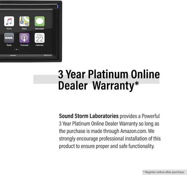 Alt view image 4 of 5 - Sound Storm Laboratories DDCP62-R Apple CarPlay Car Multimedia Player - Double-Din, 6.2 Inch Capacitive Touchscreen, Bluetooth, USB, SD, Aux AV in, No CD DVD, AM/FM, Backup Camera Included