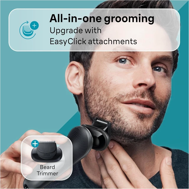 Alt view image 7 of 7 - Braun Series 7 Electric Shaver for Men, Wet & Dry Foil Razor, Precision Trimmer Attachment, Charging Stand, Travel Case, Space Grey 7127cs