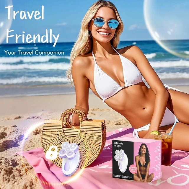Alt view image 7 of 7 - Electric Razor for Women, Magnetic Lady Rotary Shaver for Legs Lavender
