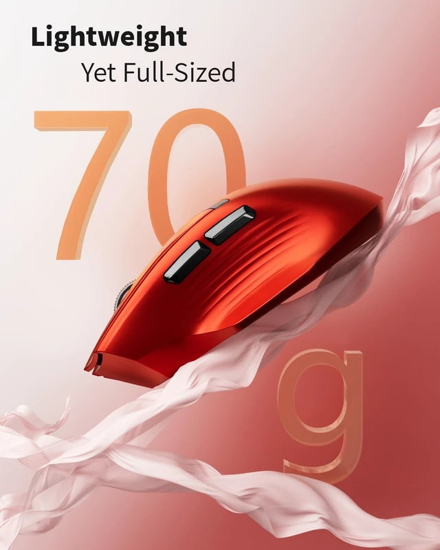 Alt view image 4 of 6 - Z07 Bluetooth Wireless Mouse, Rechargeable Mouse for Laptop/PC-Red