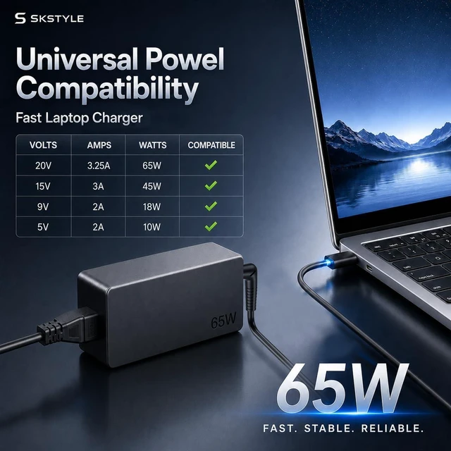 Alt view image 2 of 7 - 65W USB C Laptop Charger Compatible with ThinkPad T14 T14s T15 T16 Gen 1 2 3 4, X1 Carbon, Yoga 7 7i X13, E14 E15, Type C Power Cord Replacement for Chromebook Charger & Business Laptops