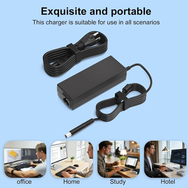 Alt view image 7 of 7 - 120W 6.15A AC Adapter Compatible with HP Envy/Pavilion/EliteBook