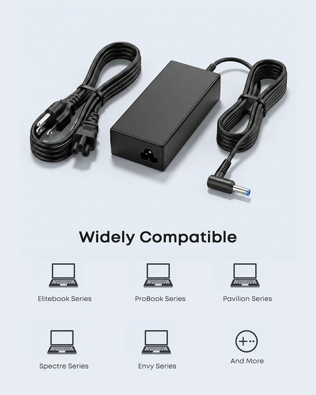 Alt view image 6 of 6 - 65W 45W Charger Compatible with HP Model 14 15 17 Pavilion Laptop