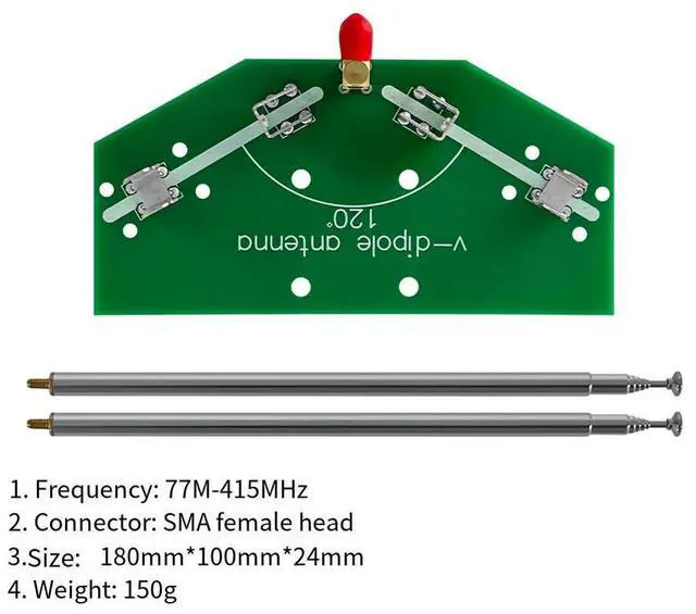 Alt view image 3 of 3 - 137MHz V-shaped Dipole Antenna FM Aviation Positive V For Horn Pull Rod Antenna Electrical Equipment Tool Accessory