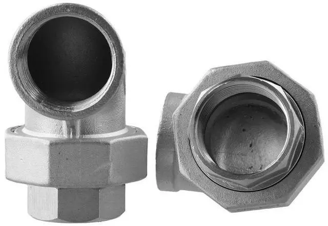 Alt view image 2 of 3 - 2pc 304 Stainless Steel 90 Degree Elbow Fittings 1 Inch Female Cast Pipe Hose Fittings Accessory