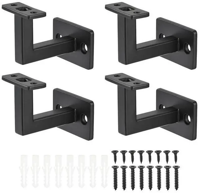 Main image of 4x Black Carbon Steel Stair Handrail Bracket Bannister Wall Support Hand Rail For Home Improvement Accessory