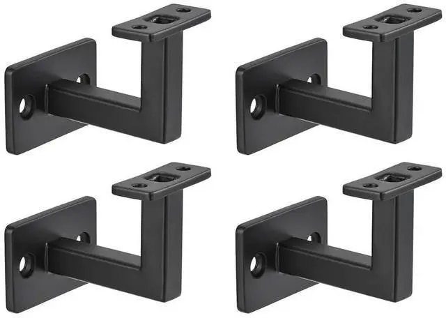 Alt view image 3 of 3 - 4x Black Carbon Steel Stair Handrail Bracket Bannister Wall Support Hand Rail For Home Improvement Accessory