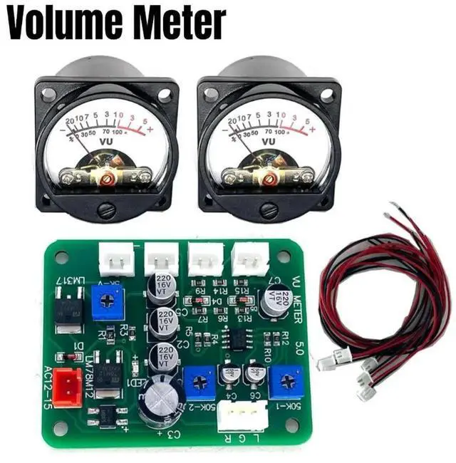 Main image of 2pcs 35mm VU Meter Audio Level Indicator Backlight + Audio Level Driver Board For Electrical Equipment Tool Accessory In Stock