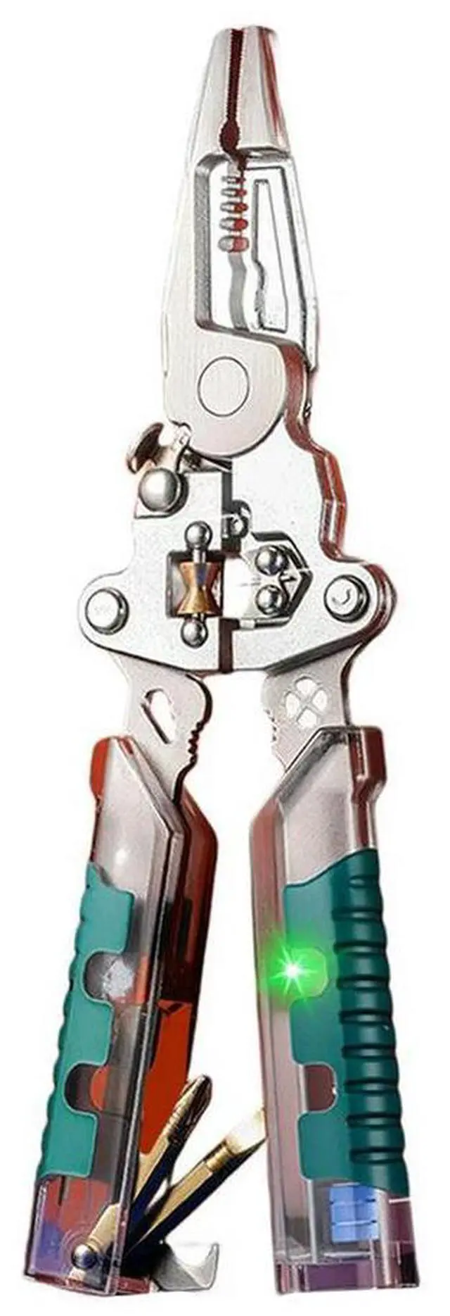 Alt view image 2 of 3 - Folding Wire Strippers Voltage Testing Cable Cutting Crimping Pliers Multi-function Electrician's Pliers Wire Winding Pliers=