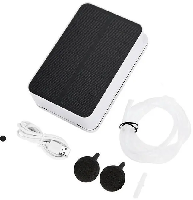 Alt view image 2 of 3 - Portable Solar Air Pump Oxygen Supply Aquarium Pond Pool Pump USB Charging For Pool Aquarium Fish Tank Accessory In Stock