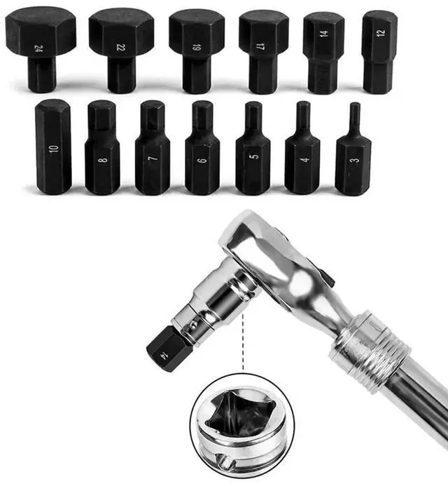 Alt view image 2 of 3 - 3-24 Mm Socket Set Hex Bit Head For Ratchet Wrench 1/2 Inch Drive Screwdriver For Hand Tools Wrenches Accessory In Stock