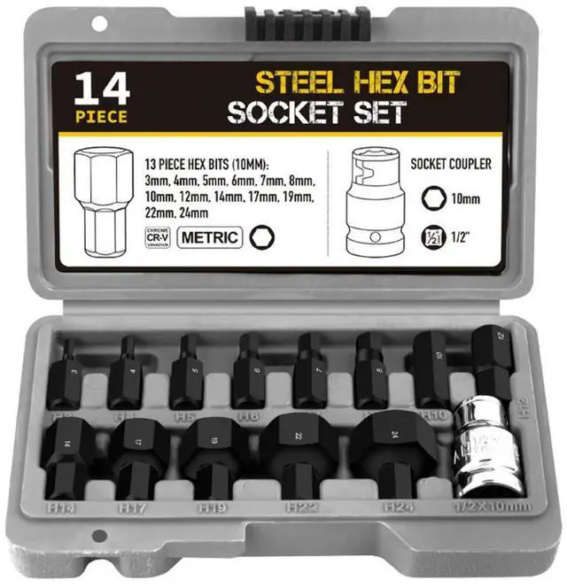 Main image of 3-24 Mm Socket Set Hex Bit Head For Ratchet Wrench 1/2 Inch Drive Screwdriver For Hand Tools Wrenches Accessory In Stock