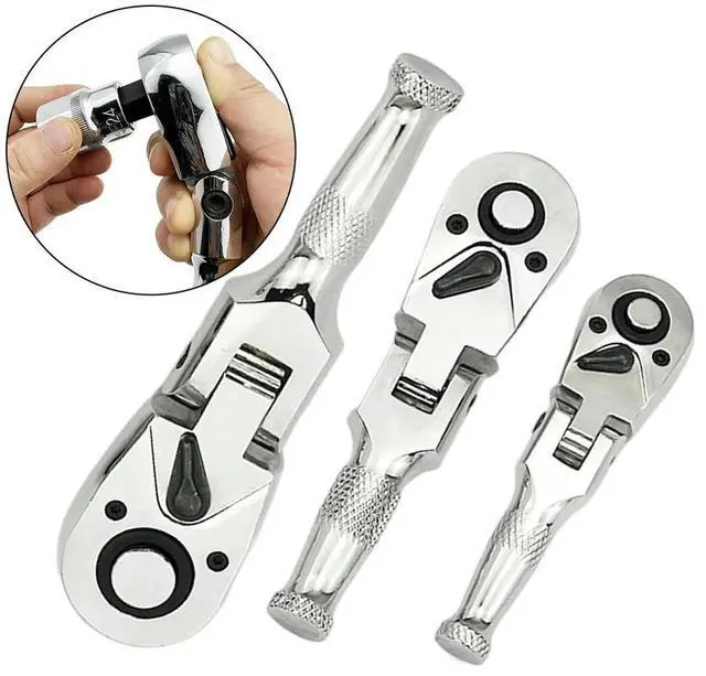 Main image of 3PCS  For Flex-Head Ratchet Wrench 1/4 3/8 1/2 Drive Flexible 72-Tooth Quick-Release For Hand Tools Wrenches Accessory In Stock