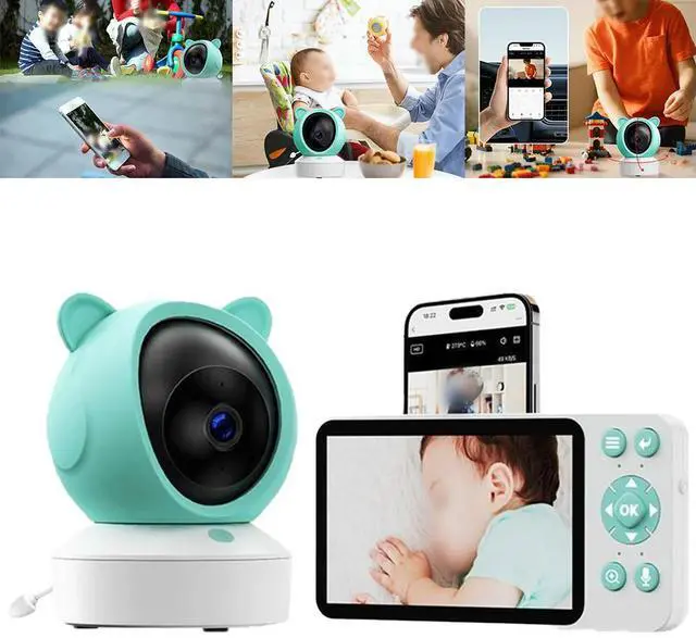 Main image of 5-inch For Tuya Remote Baby Camera Feeding Reminder Temperature Cry Sound Detection Audio Video Babysitter Camera