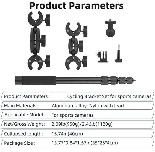 Alt view image 6 of 7 - Sports Camera Accessory Kit For Gopro Panoramic Selfie Stick For Gopro Monopod Mount Bracket Accessory