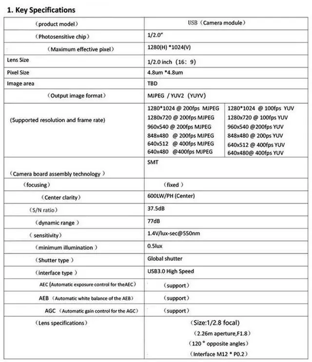 Alt view image 7 of 7 - USB3.0 Global Shutter Camera 1.3MP 8Mm Industrial Camera Module 400 Frames Driver-Free For WINXP/7 8 10 LINUX Android