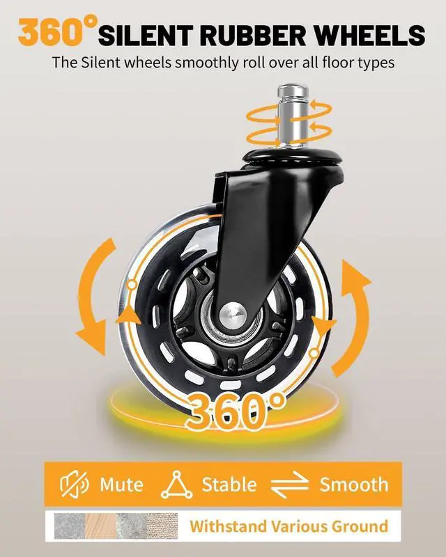 Alt view image 5 of 7 - 800lbs Big and Tall Office Chair, Computer Chair for Heavy People, Executive Chair with Adjustable Lumbar Support, Executive Desk Chairs with Quiet Rubber Wheel and Extra Wide seat