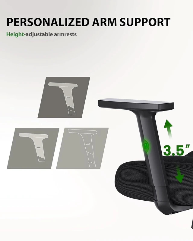 Alt view image 5 of 7 - Ergonomic Office Chair with Lumbar Support & 2D Headrest