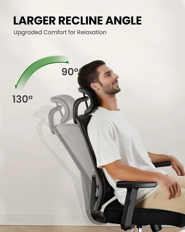 Alt view image 7 of 7 - Ergonomic Office Chair with Lumbar Support & 2D Headrest