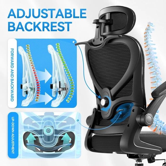 Alt view image 4 of 6 - Ergonomic Office Chair, Mesh Home Office Desk Chairs with 3D Headrest